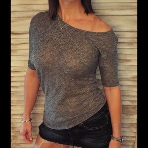 Off One Shoulder Top Charcoal